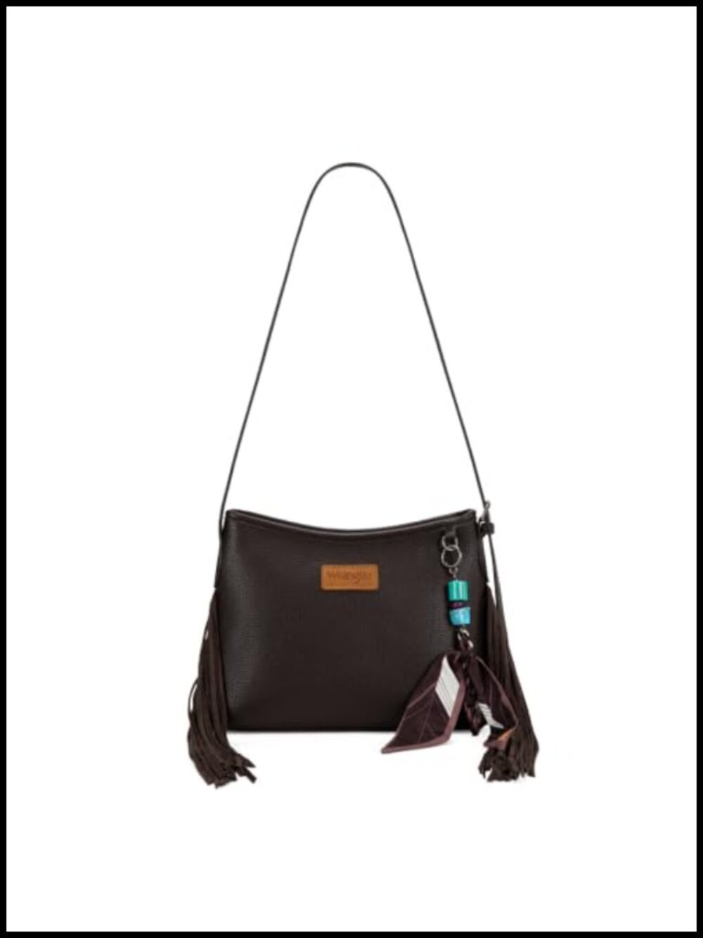 Fringe Hobo Crossbody Purse with Turquoise Beads & Tassels